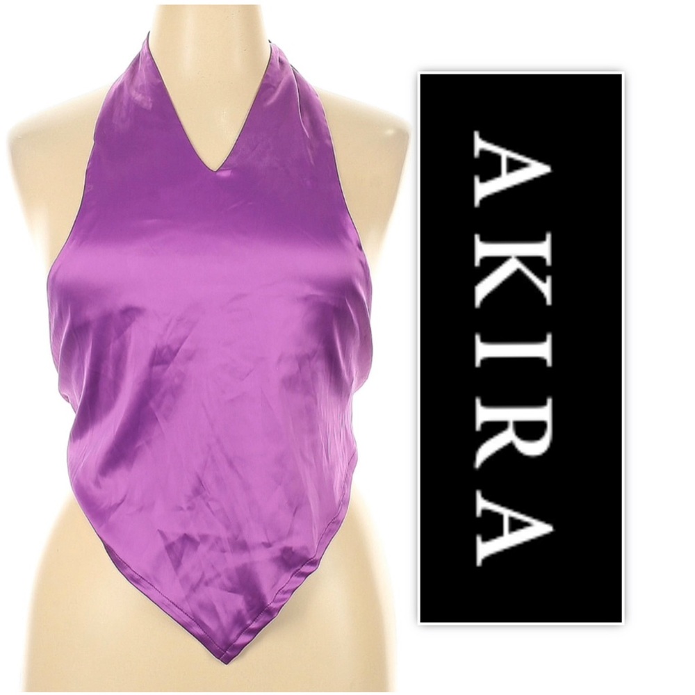 AKIRA Purple Satin Halter Top